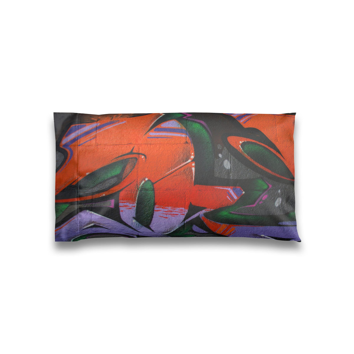 Graffiti Art Satin Pillowcase — Bold Orange & Purple Street-Style Decor