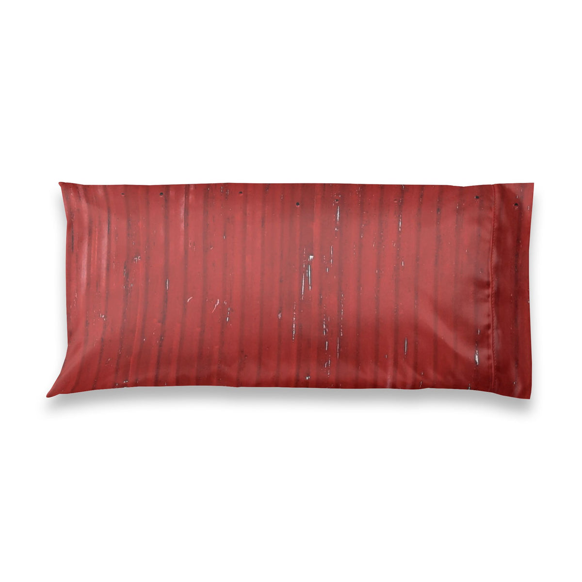 Red Striped Satin Pillowcase — Vintage Distressed Burgundy Sleepcase