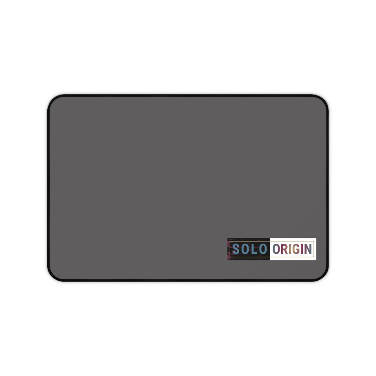 Desk Mat - Minimal Grey Mouse Pad with "SOLO ORIGIN" Logo