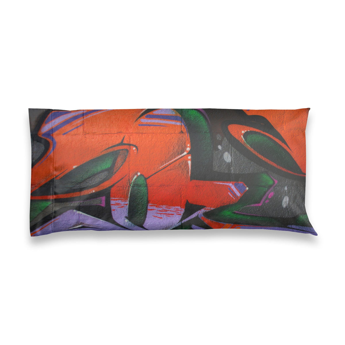 Graffiti Art Satin Pillowcase — Bold Orange & Purple Street-Style Decor