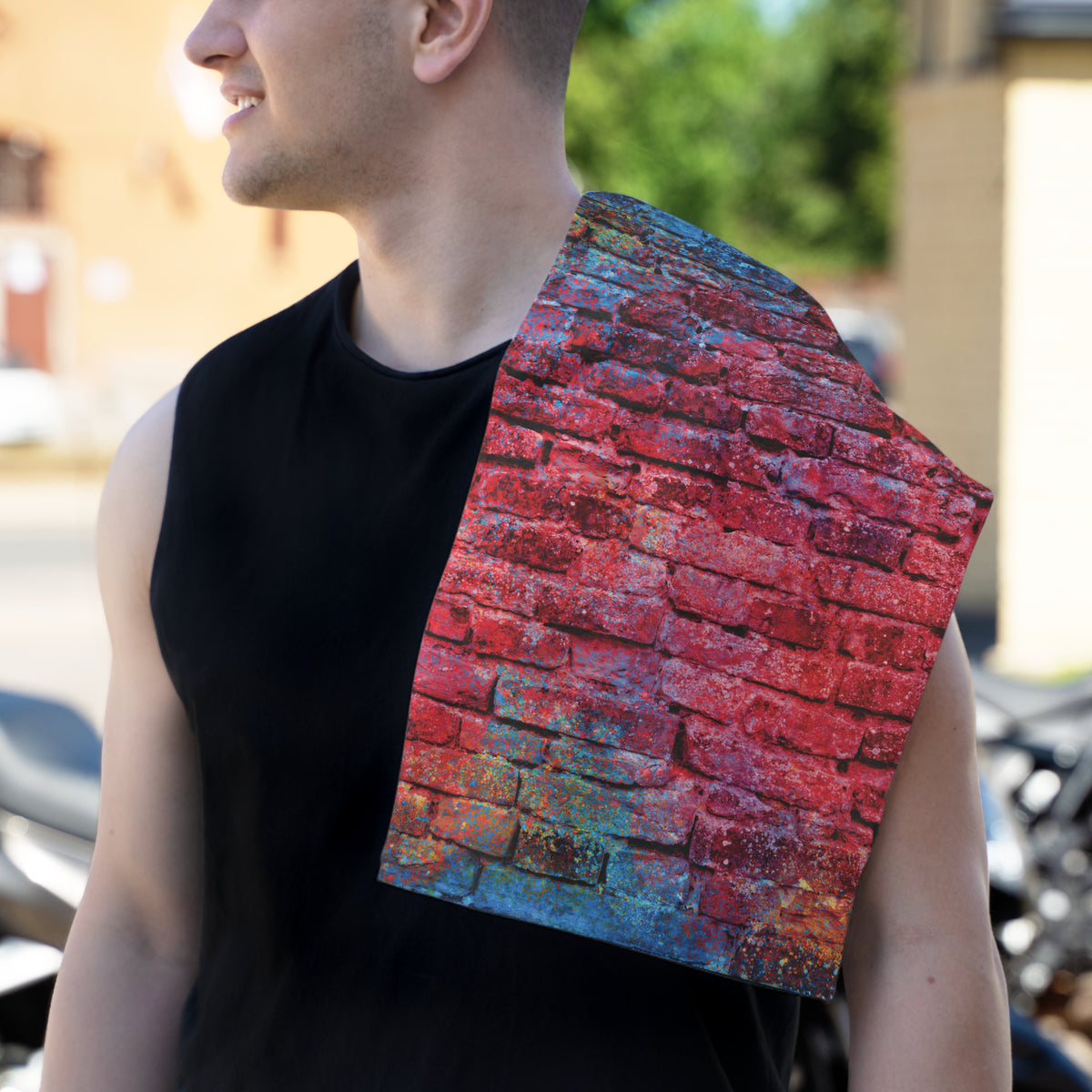 Colorful Brick Wall Rally Towel — 11x18 Vibrant Stadium Fan Towel