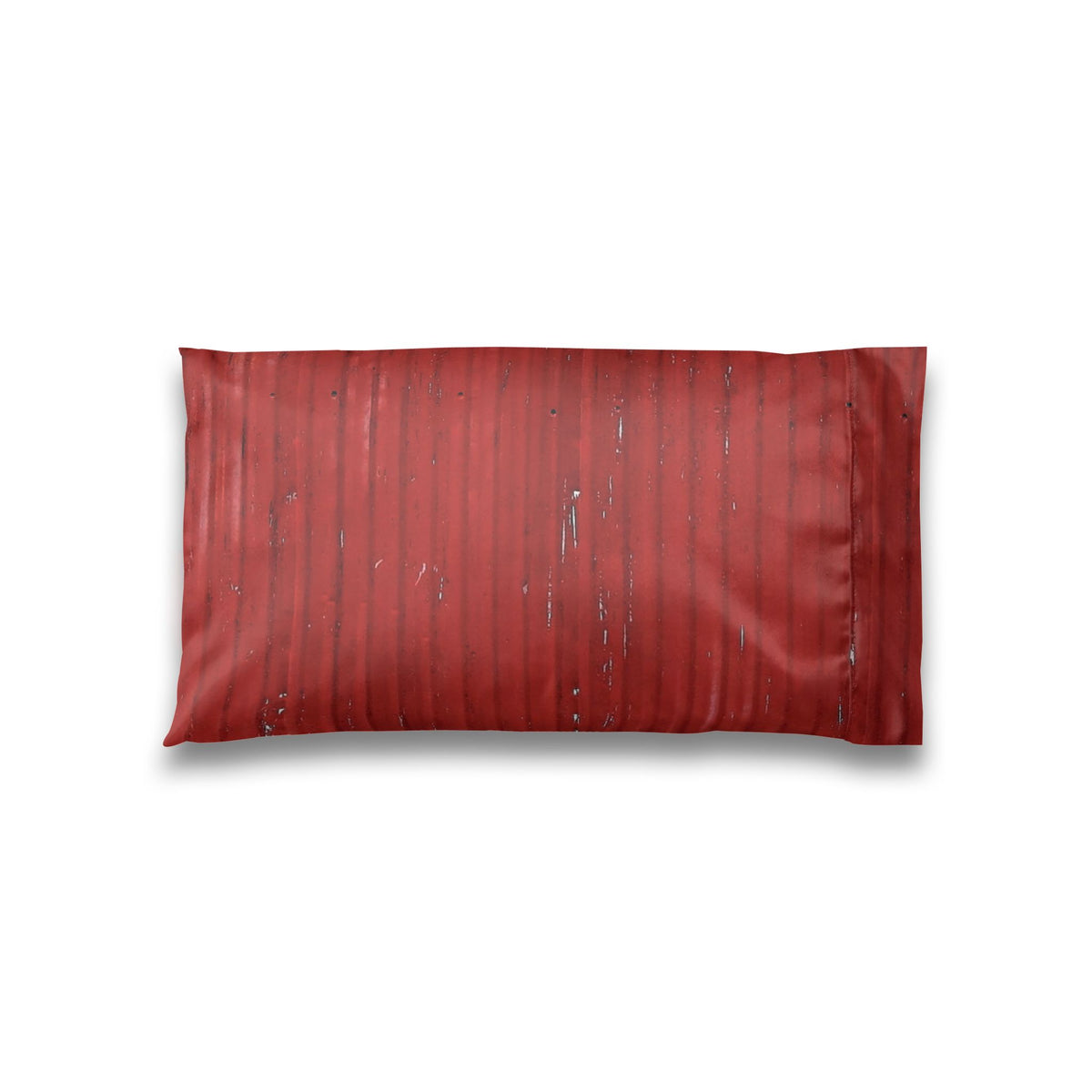 Red Striped Satin Pillowcase — Vintage Distressed Burgundy Sleepcase