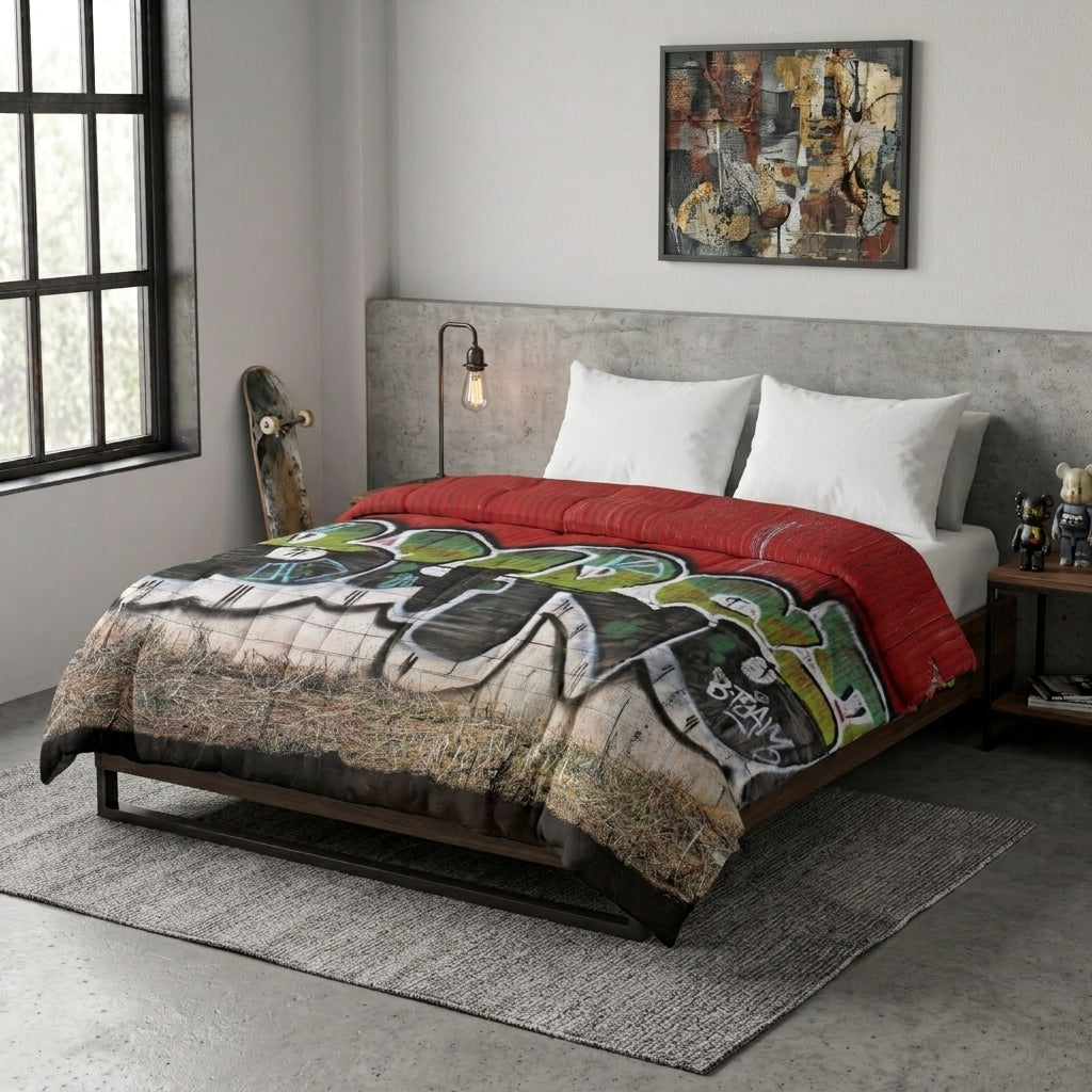 Red Steel & Brick Tag Comforter