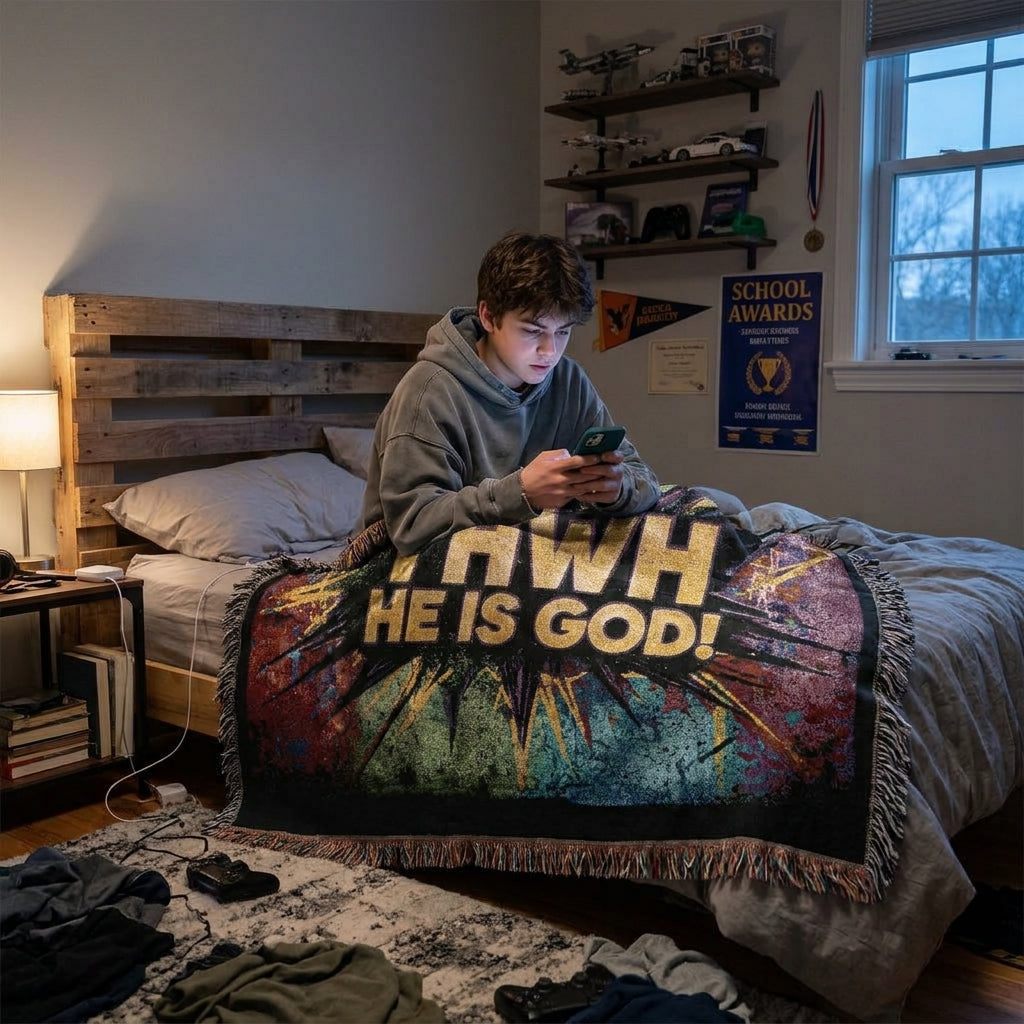 YHWH He Is God Christian Faith Woven Blanket