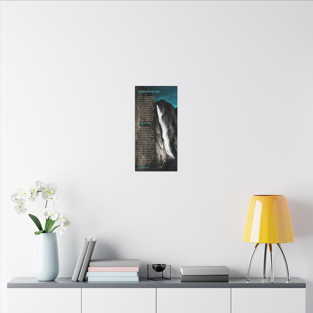 Scripture Waterfall Canvas Print — "To The Man of God" Inspirational Wall Art