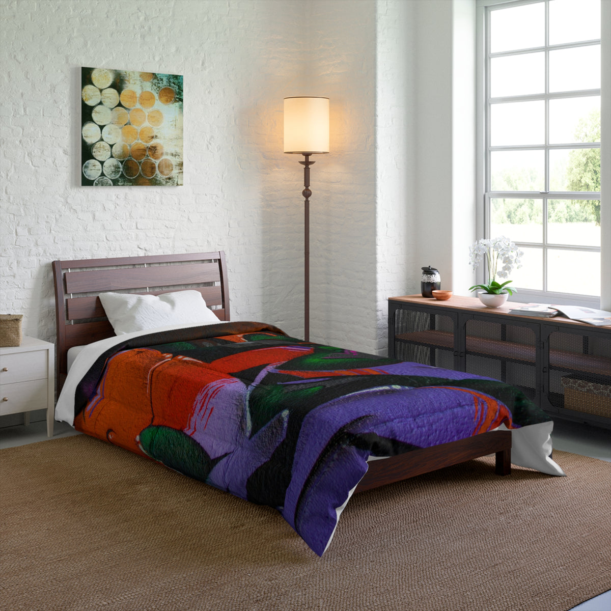 STREET VOLTAGE Orange/Lilac Comforter - URBAN EDGE GRAFFITI COLLECTION