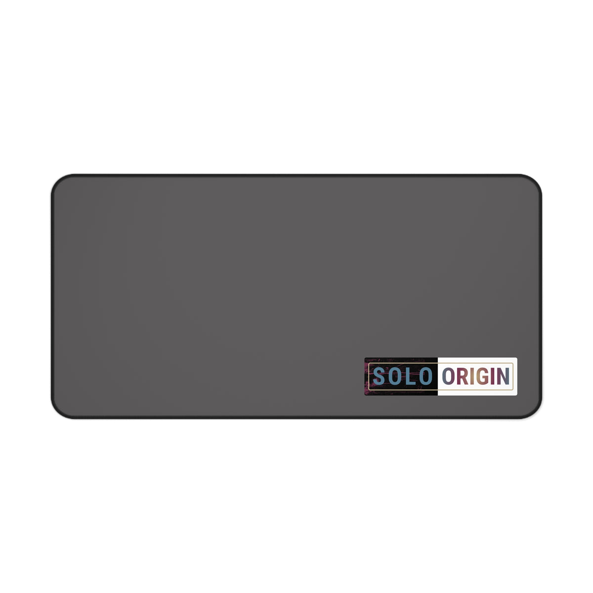 Desk Mat - Minimal Grey Mouse Pad with "SOLO ORIGIN" Logo