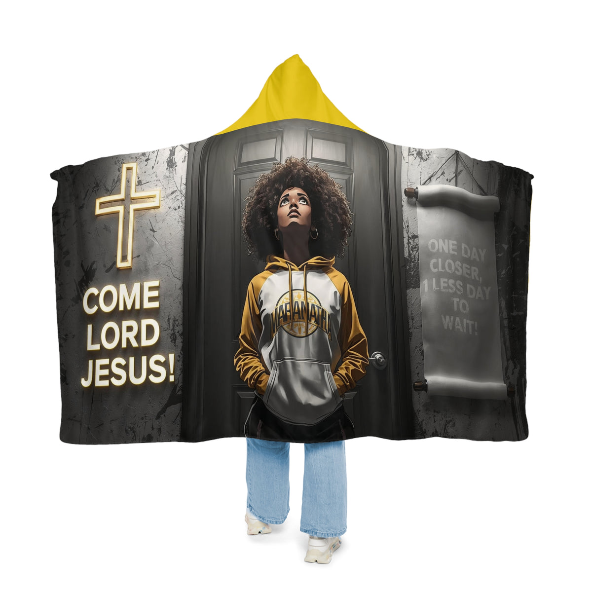 Christian Hooded Blanket - "Come Lord Jesus" Inspirational Snuggle Throw
