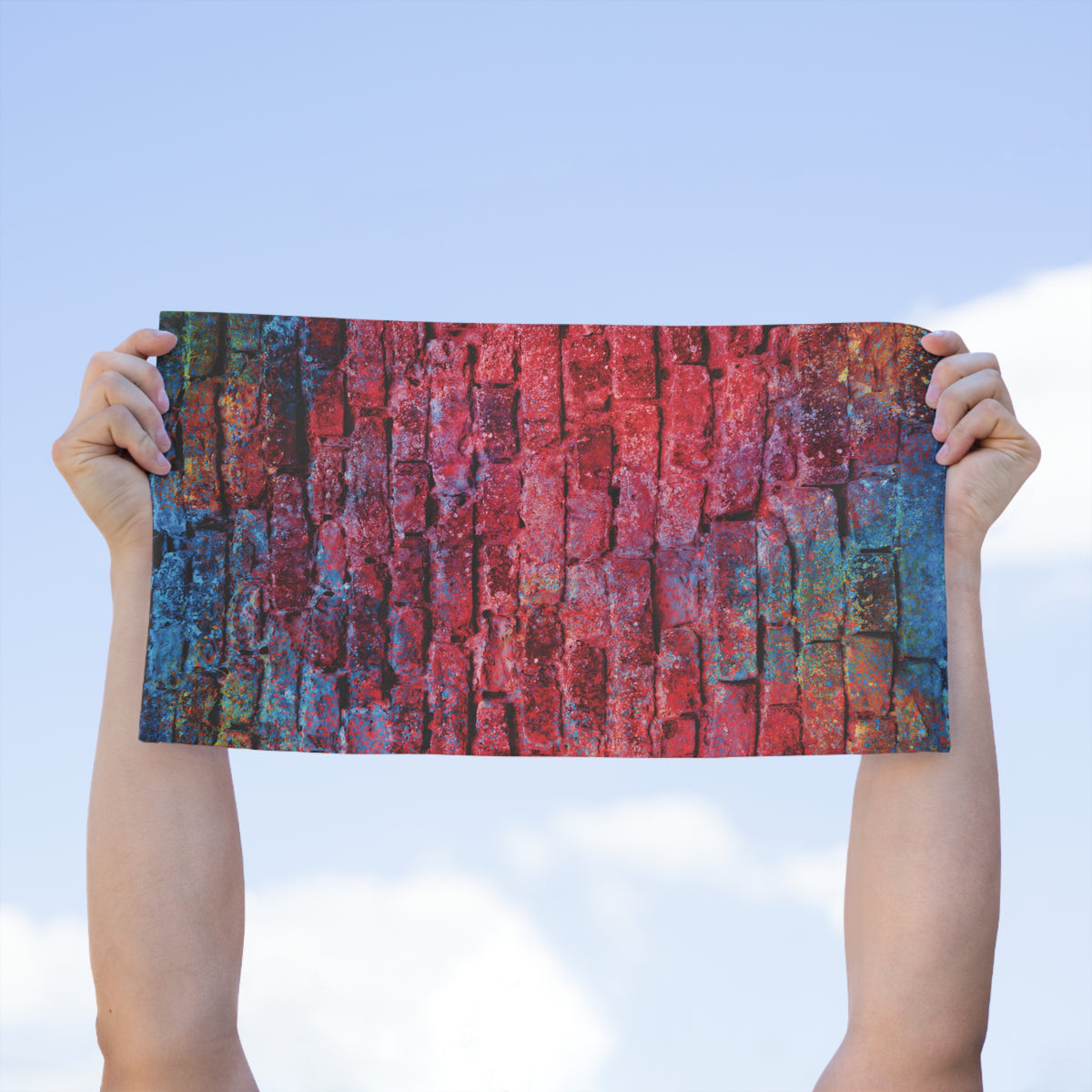Colorful Brick Wall Rally Towel — 11x18 Vibrant Stadium Fan Towel
