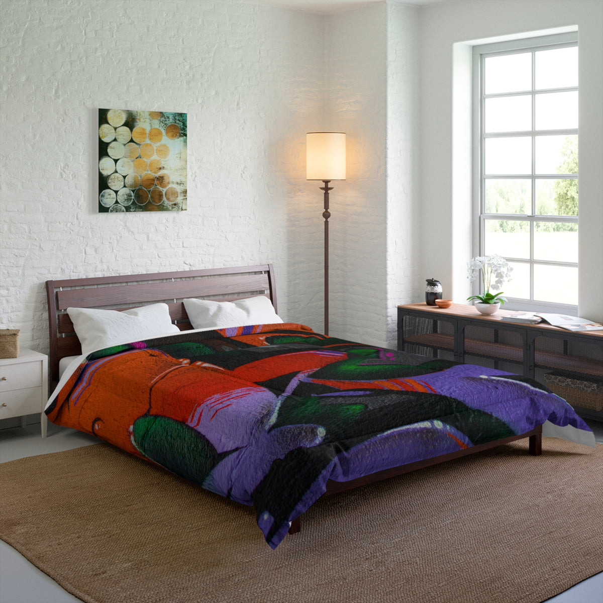 STREET VOLTAGE Orange/Lilac Comforter - URBAN EDGE GRAFFITI COLLECTION