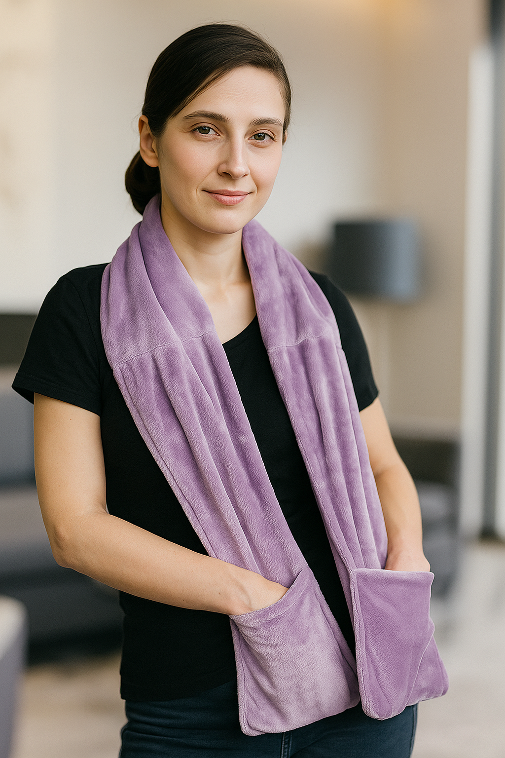 Warming Scarf for Soothing Hot/Cold Aromatherapy, Winter Warm Scarves with Pocket