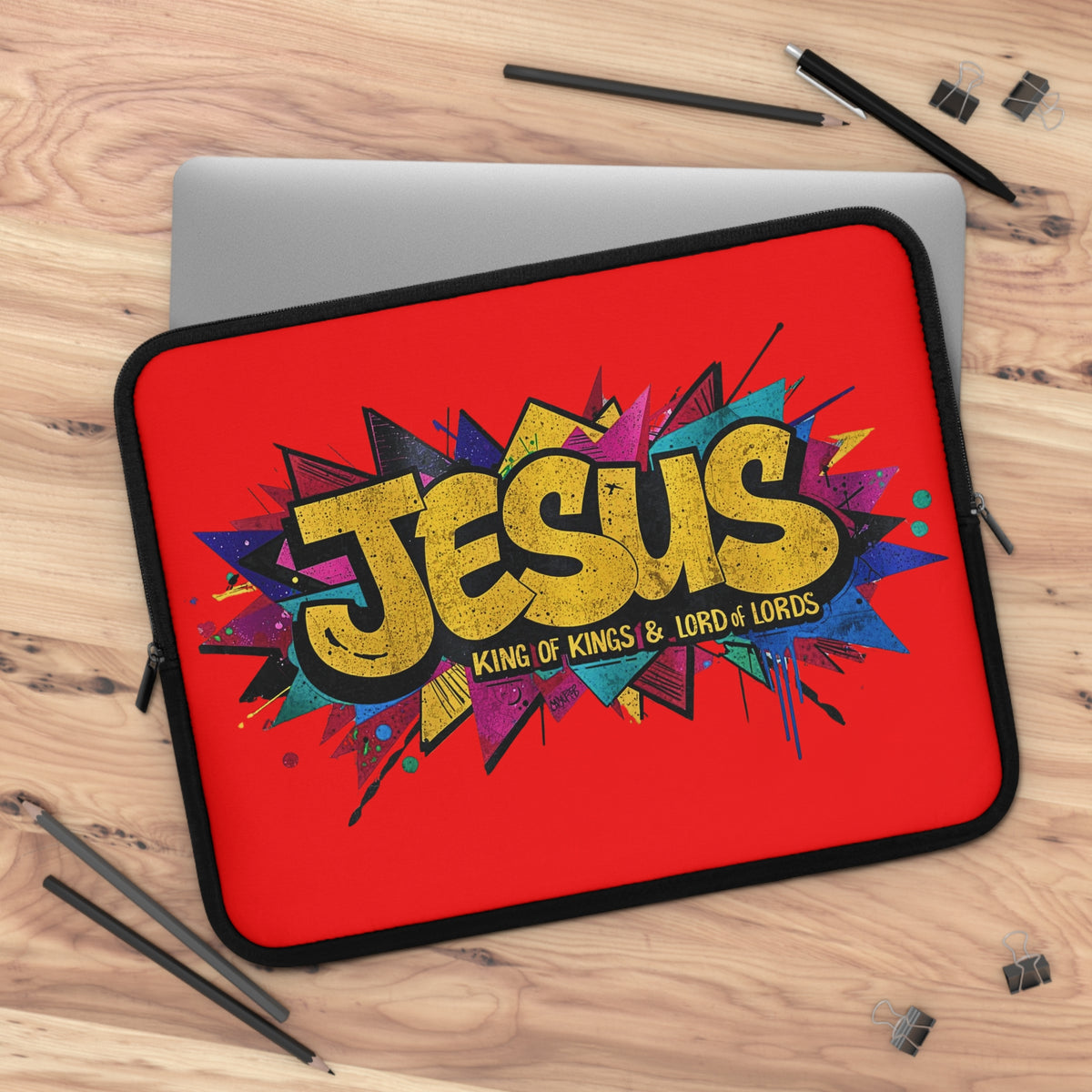 JESUS KING OF KINGS & LORD OF LORDS! Urban Graffiti Laptop & Tablet Sleeve RED