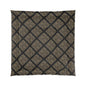 Vintage Damask Lattice Comforter – Brown Ornate Pattern Bedspread