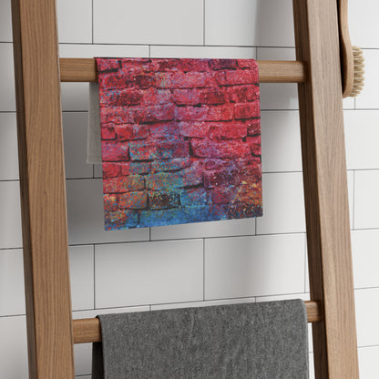Colorful Brick Wall Rally Towel — 11x18 Vibrant Stadium Fan Towel