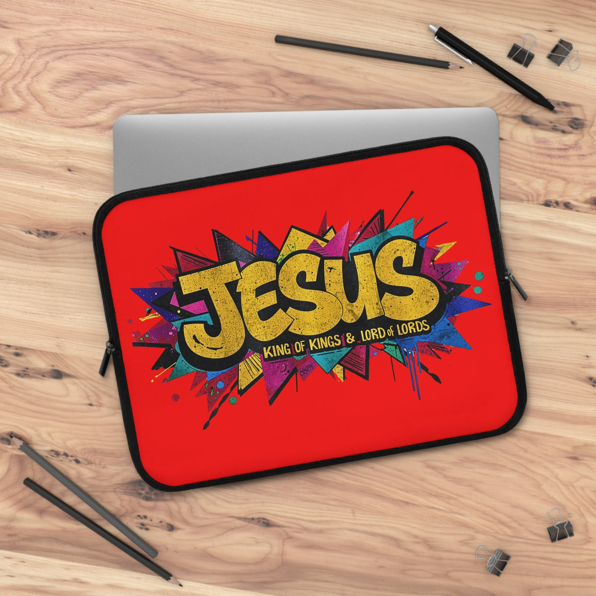 JESUS KING OF KINGS & LORD OF LORDS! Urban Graffiti Laptop & Tablet Sleeve RED