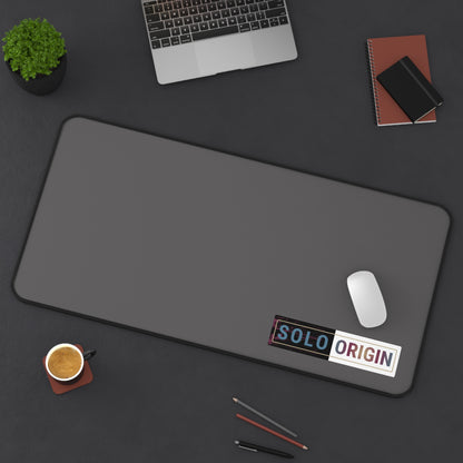 Desk Mat - Minimal Grey Mouse Pad with "SOLO ORIGIN" Logo