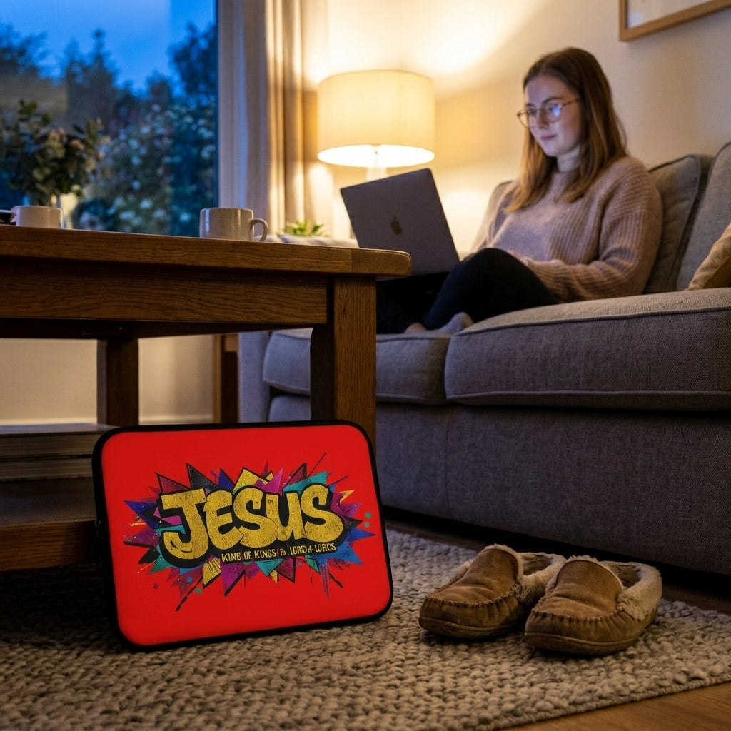 JESUS KING OF KINGS & LORD OF LORDS! Urban Graffiti Laptop & Tablet Sleeve RED