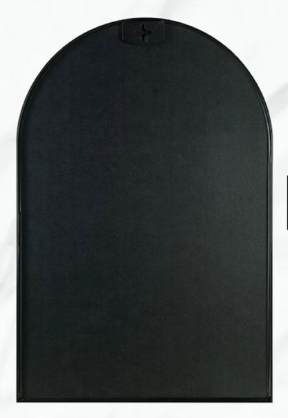 24x36 Inch Arched Bathroom Mirror with Black Metal Frame - Black