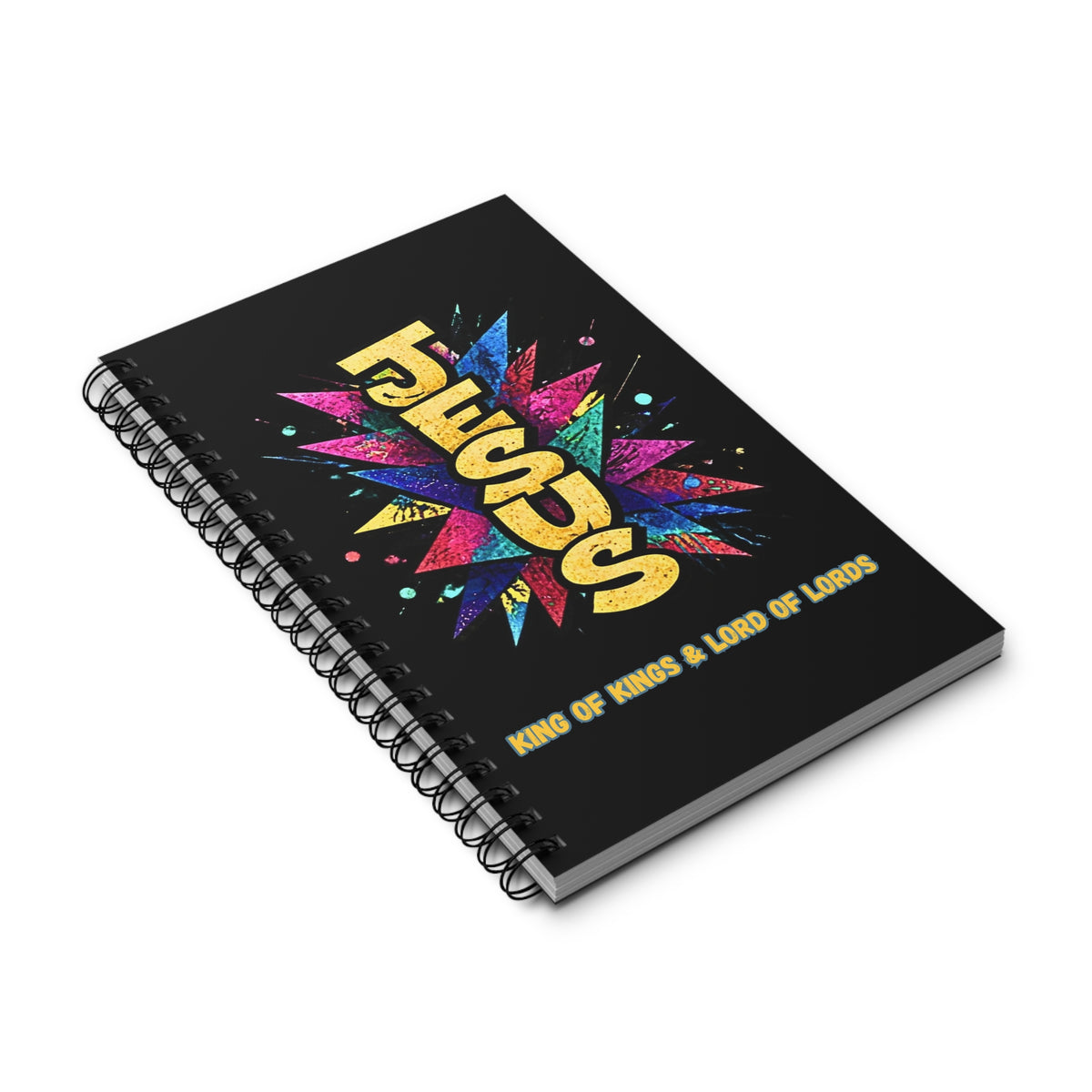 Christian Spiral Journal – "JESUS" Colorful Burst | King of Kings Inspirational Notebook
