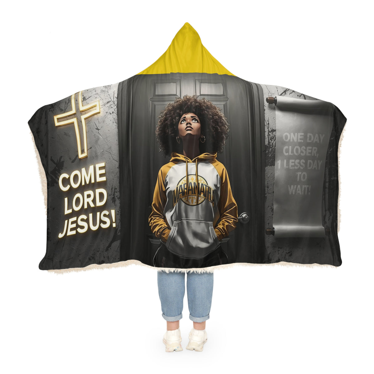 Christian Hooded Blanket - "Come Lord Jesus" Inspirational Snuggle Throw