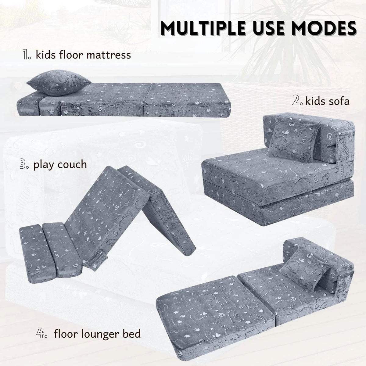 Convertible Kids Foldable Floor Mattress